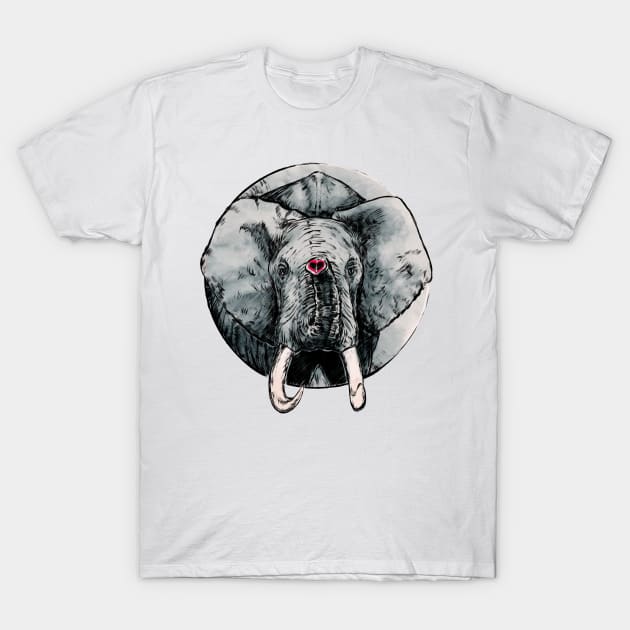 Elephant Heart T-Shirt by NihatGokcenArt